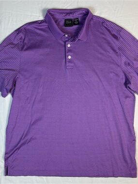 Jos. A. Bank Traveler Men's XL Purple Black Pinstripe Polo Shirt Traditional Fit